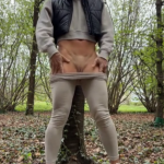 Gym girl in the woods showing her pussy